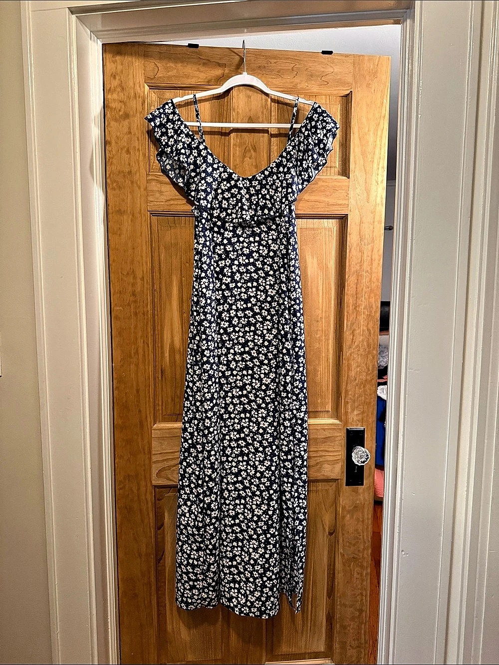 Floral Maxi Dress in Blue & White Like New